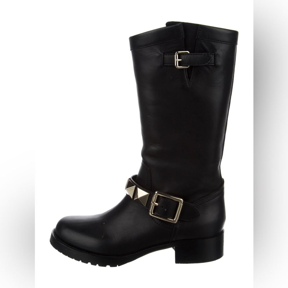 Valentino Black Heeled Boots with Gold Accents size 37.5